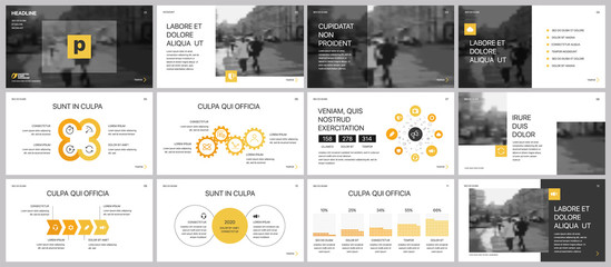 Yellow presentation templates elements on a white background. Vector infographics. Use in Presentation, flyer and leaflet, corporate report, marketing, advertising, annual report, banner.