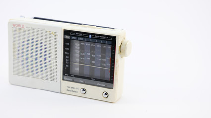 Old transistor isolated on white background