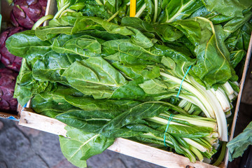 Fresh spinach at the food market