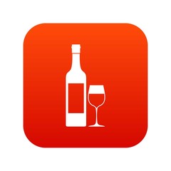 Bottle of wine icon digital red