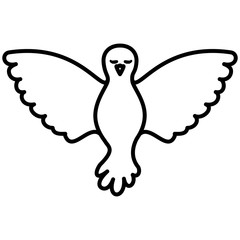 pigeon peace front view on black silhouette vector illustration