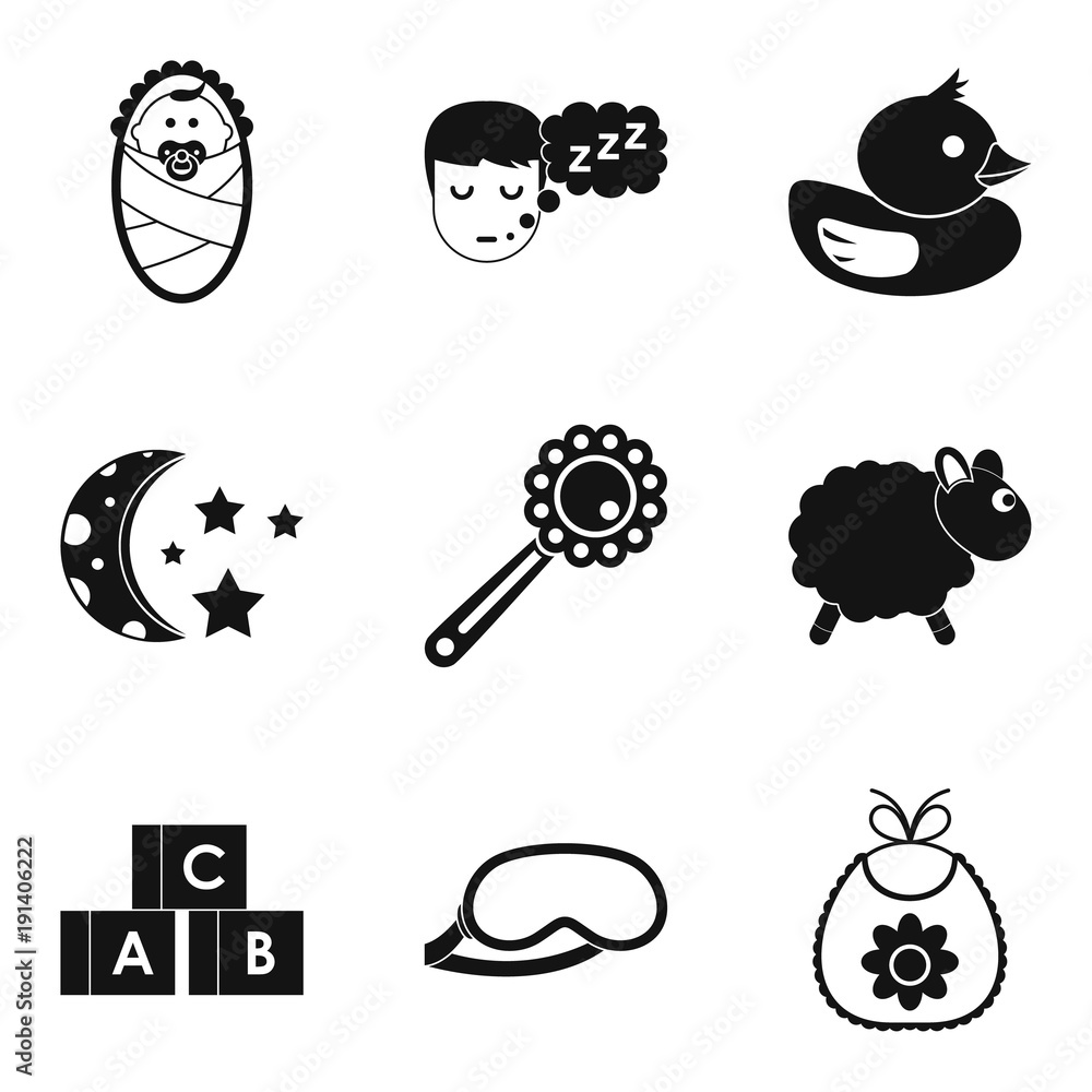 Poster incubator icons set, simple style