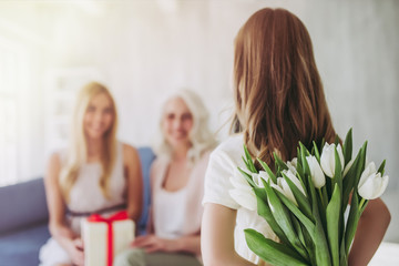 Daughter, mother and grandmother at home