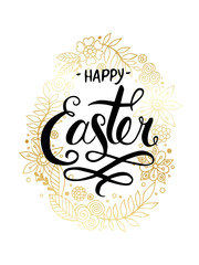 happy Easter Hand drawn calligraphy and brush pen lettering.