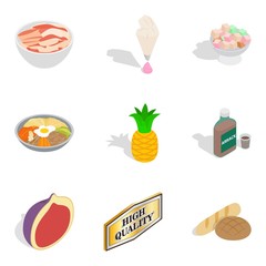 Improved nutrition icons set, isometric style