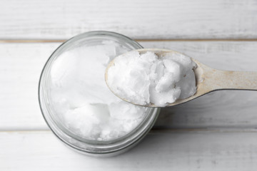 Coconut oil on a white background.