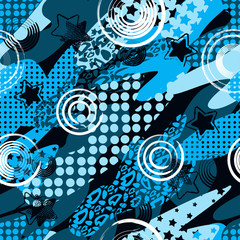 Abstract seamless sport pattern for girls, boys. Creative sport vector pattern with dot, geometric figures,stripes. Funny wallpaper for textile and fabric. Fashion sport pattern style. Colorful bright