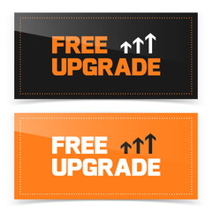 Banner button design with free upgrade icon
