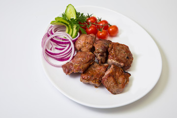 meat with grill on white background