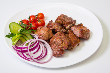 meat with grill on white background