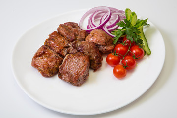 meat with grill on white background