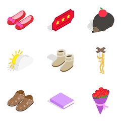 Old icons set, isometric style