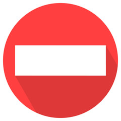 Obraz premium Red brick warning sign with shadow No entry sign isolated.