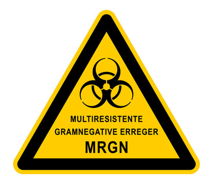 wso321 WarnSchildOrange - Text: Multiresistente gramnegative Erreger - MRGN - Krankenhaushygiene - Infektionspr&auml;vention - Krankenpflege - Altenpflege - Rehabilitation - xxl g5864