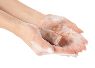 Soap in a soapy hand care natural