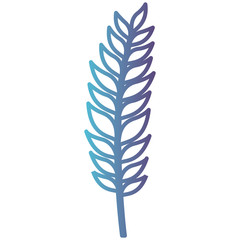 stem with leaves on gradient color silhouette from blue to purple vector illustration