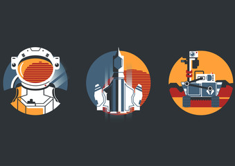 Space icon set in flat style © Valeriia