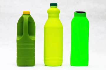 Plastic containers of different shapes and colors
