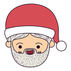 Obraz na płótnie Canvas santa claus man kawaii face happiness expression with hat on colorful silhouette vector illustration