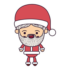 santa claus man kawaii full body cartoon happiness expression with hat and costume on colorful silhouette vector illustration