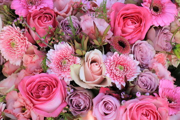 Mixed pink wedding flowers