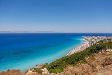 Fototapeta na wymiar Overlooking Rhodes town and the Mediterranean sea