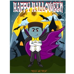 Fototapeta na wymiar Vampire For Happy Halloween with background