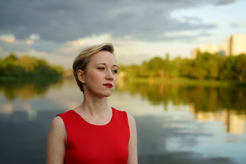 girl in red outdoors