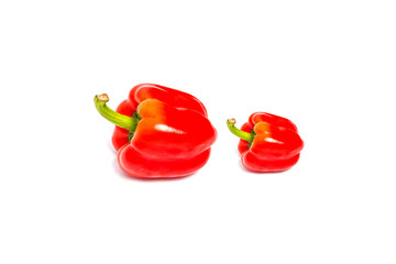 Fresh vegetables Three sweet Red Peppers isolated on white background.