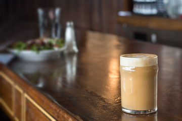 Coffee on a tranparent glass