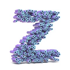 Purple blue font made of tubes LETTER Z 3D