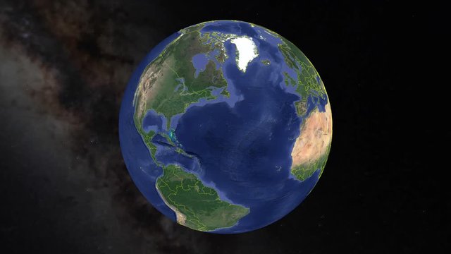 Scotland with flag. 3d earth in space - zoom in on Scotland outer, created using ultra  high res NASA