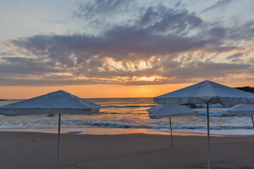 Amazing Sunrise Panorama from Beach of town of Tsarevo, Burgas Region, Bulgaria