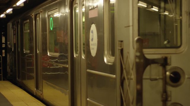 Great Slow Motion of a Train leaving a subway station in New York