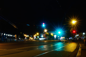 Fototapeta na wymiar Street railway at night, San Francisco.