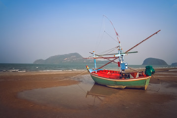 Wooden fishing boat on the coast of Thailand