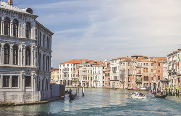 Panoramic view of famous Grand Canal in Venice, Italy