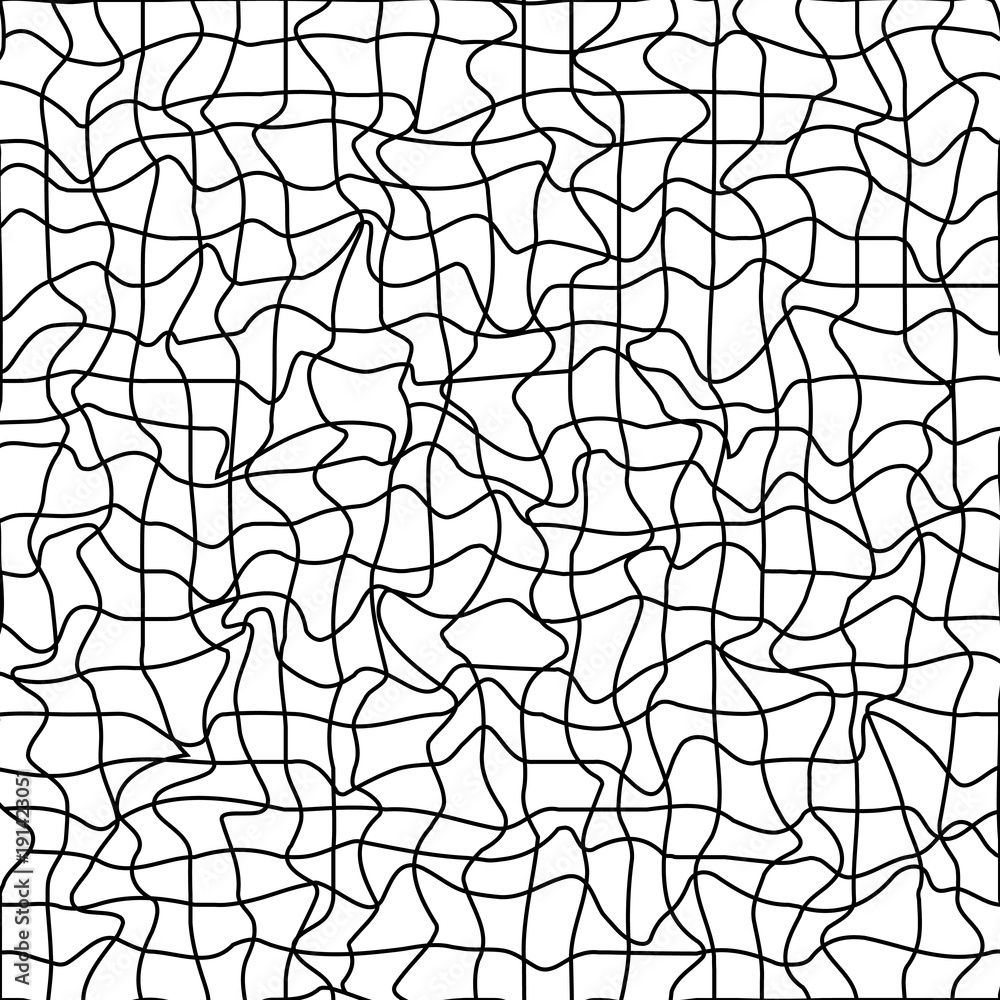 Aufkleber deformed mes grid, tangled maze, vector background of tangled lines threads, concept deformation mes