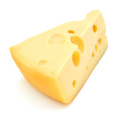 piece of cheese isolated on a white background