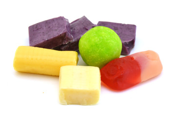 Colourful sweets isolated on the white background