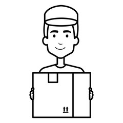 delivery worker lifting goods avatar character vector illustration design