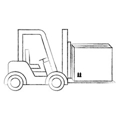 forklift vehicle with box vector illustration design
