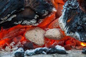Close up of glow of embers