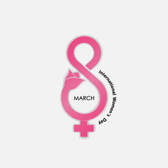 Creative 8 March logo vector design with international women's day icon.Women's day symbol.Minimalistic design for international women's day concept.Vector illustration