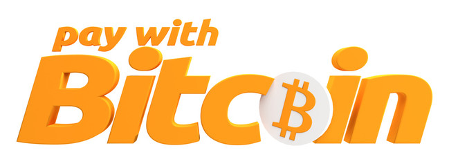 pay with Bitcoin symbol 3d rendering design