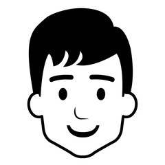 young man head avatar character vector illustration design