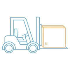 forklift vehicle with box vector illustration design