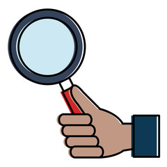 hand with magnifying glass isolated icon vector illustration design