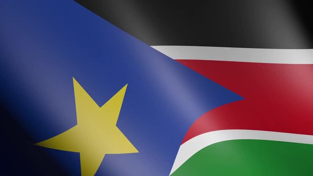 Flag of South Sudan with fabric texture, seamless loop