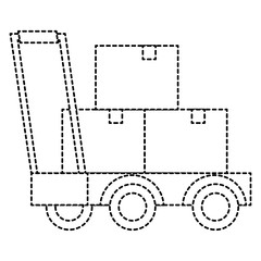 delivery cart handle with boxes vector illustration design